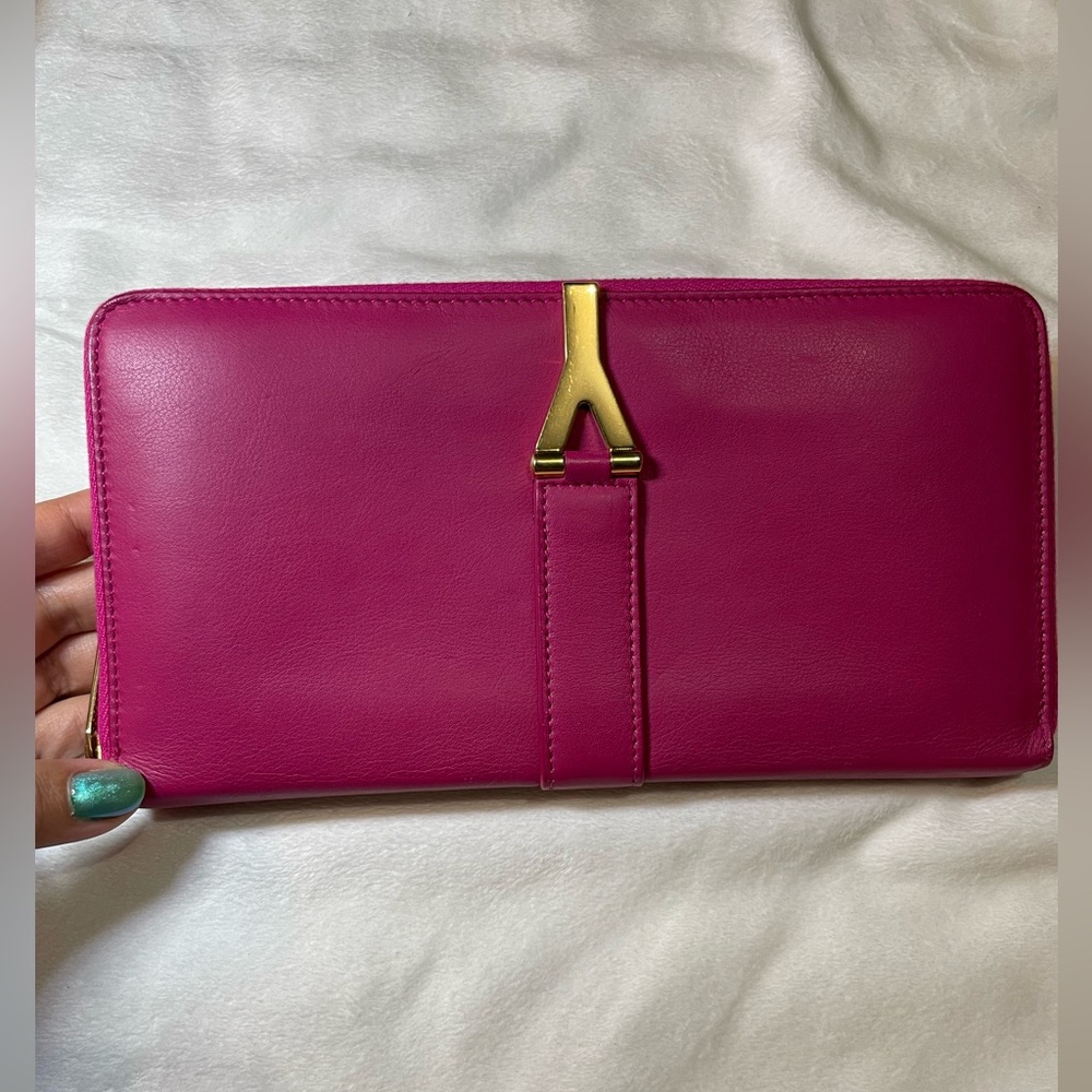 Saint Laurent Pink Y Line Long Zippy Wallet 🩷